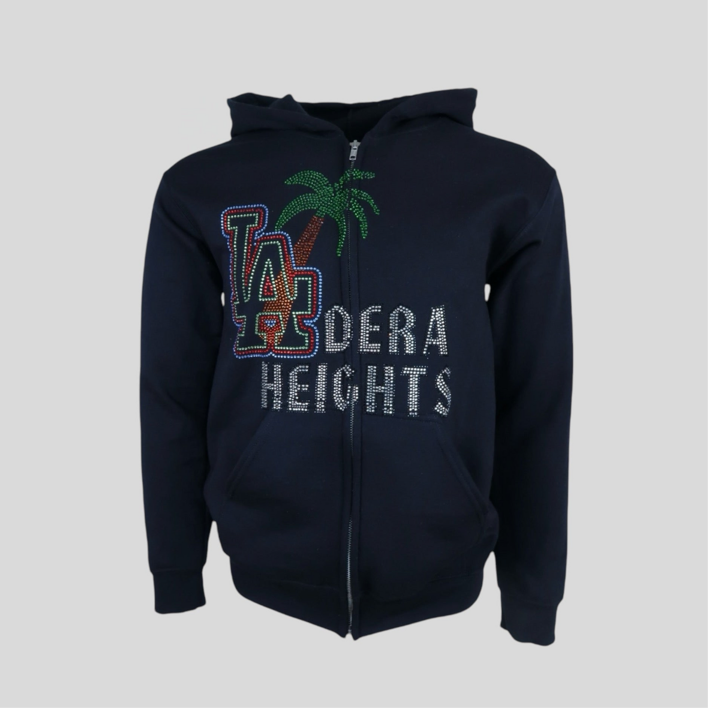 LADERA HEIGHTS RHINESTONE ZIP UP IN BLACK