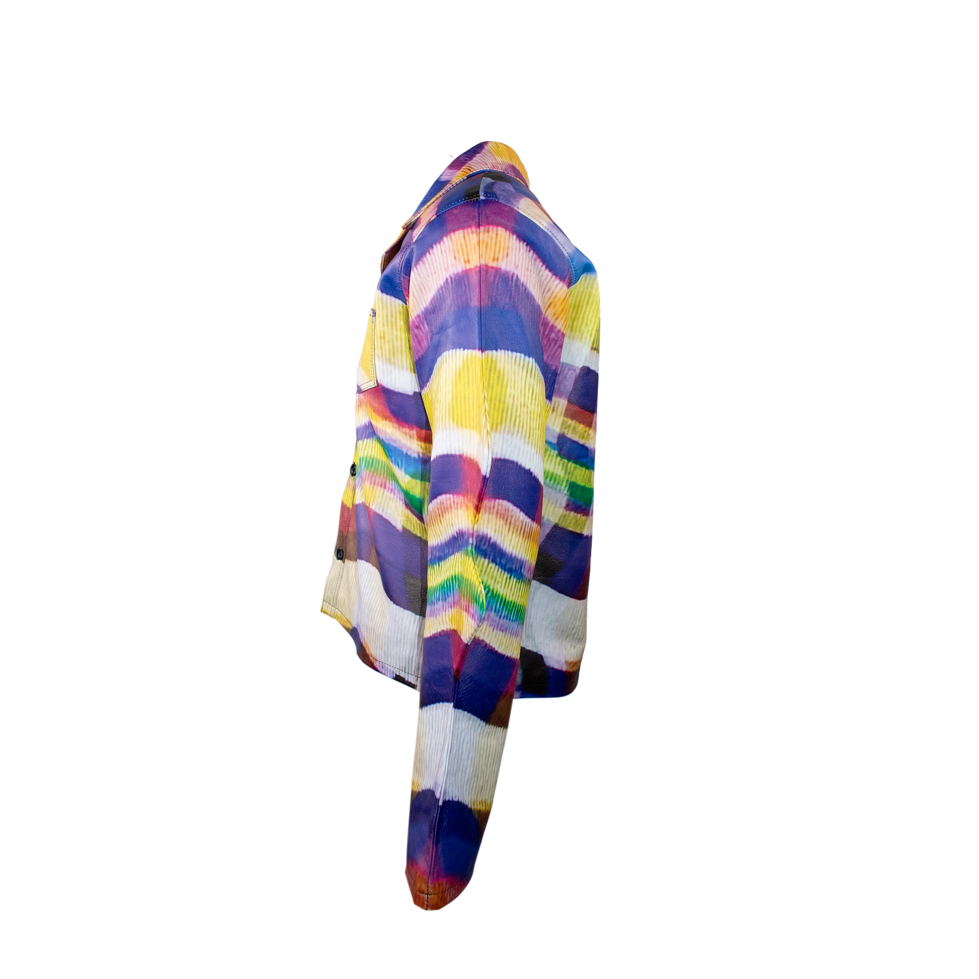 WAVY FLANNEL PRINTED PIXELATED LEATHER SHIRT