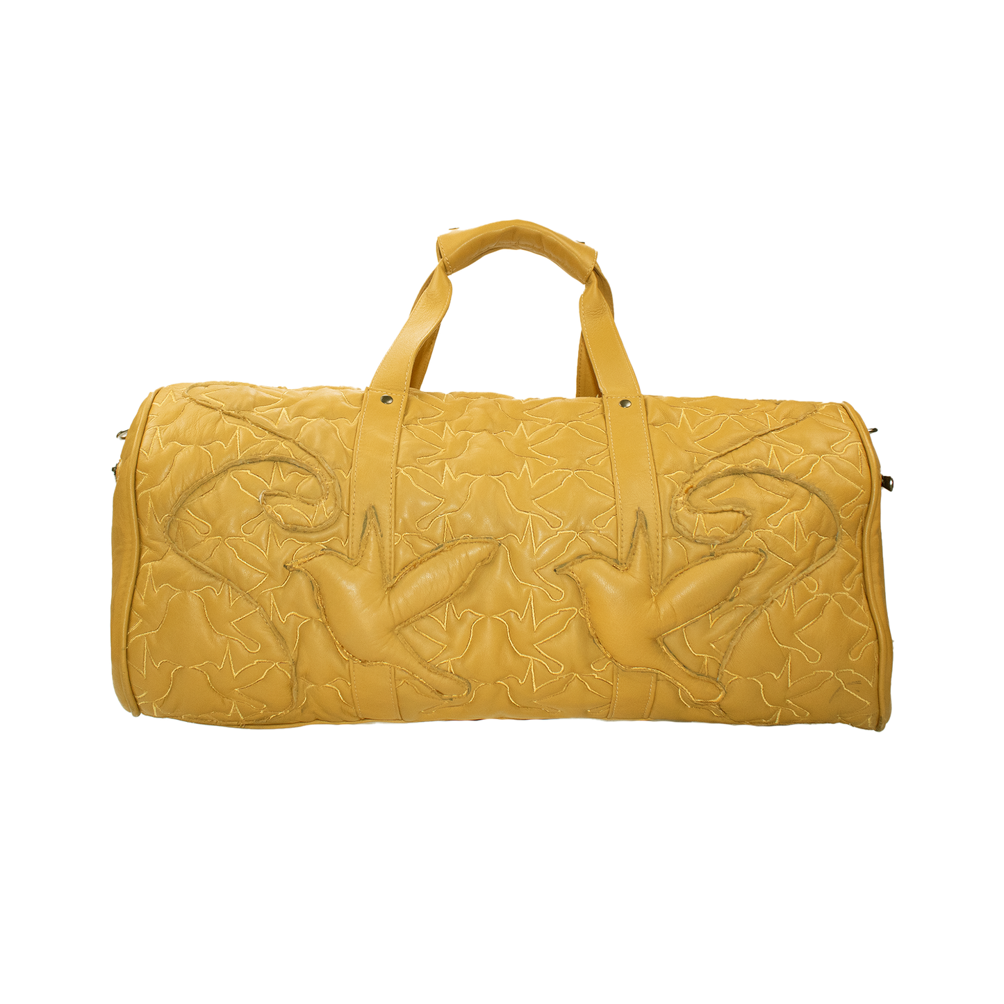 3D LEATHER BIRD MONOGRAM TRAVEL BAG IN YELLOW
