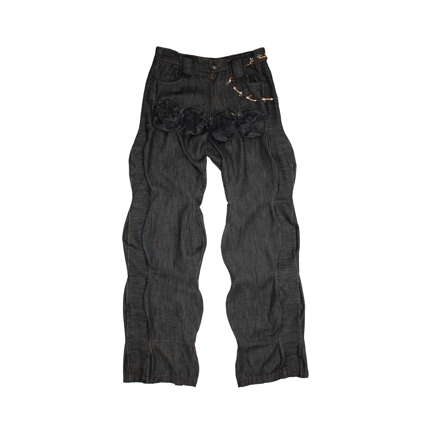 WAVY BAGGY  PINCHED JEANS IN BLACK
