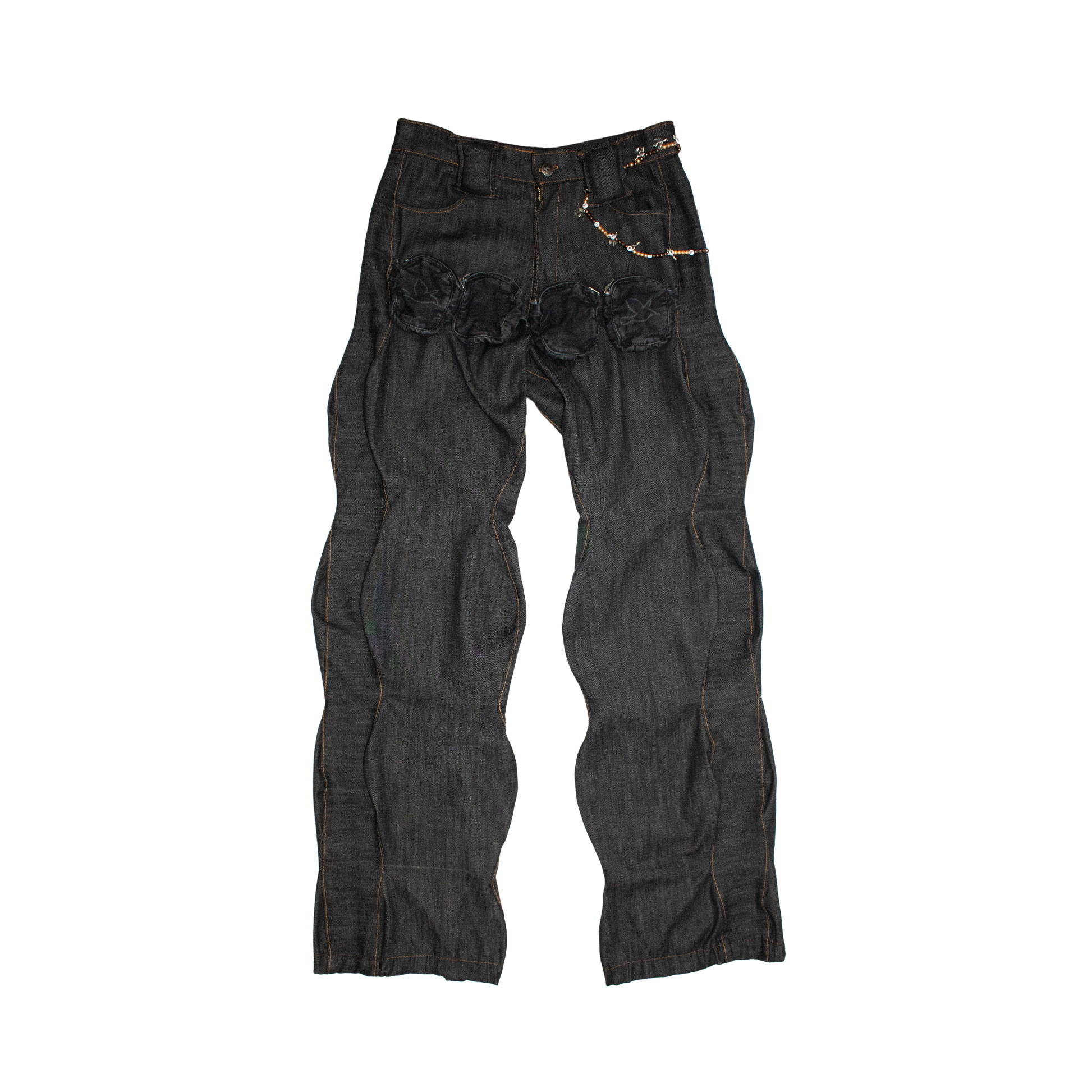 WAVY BAGGY  PINCHED JEANS IN BLACK