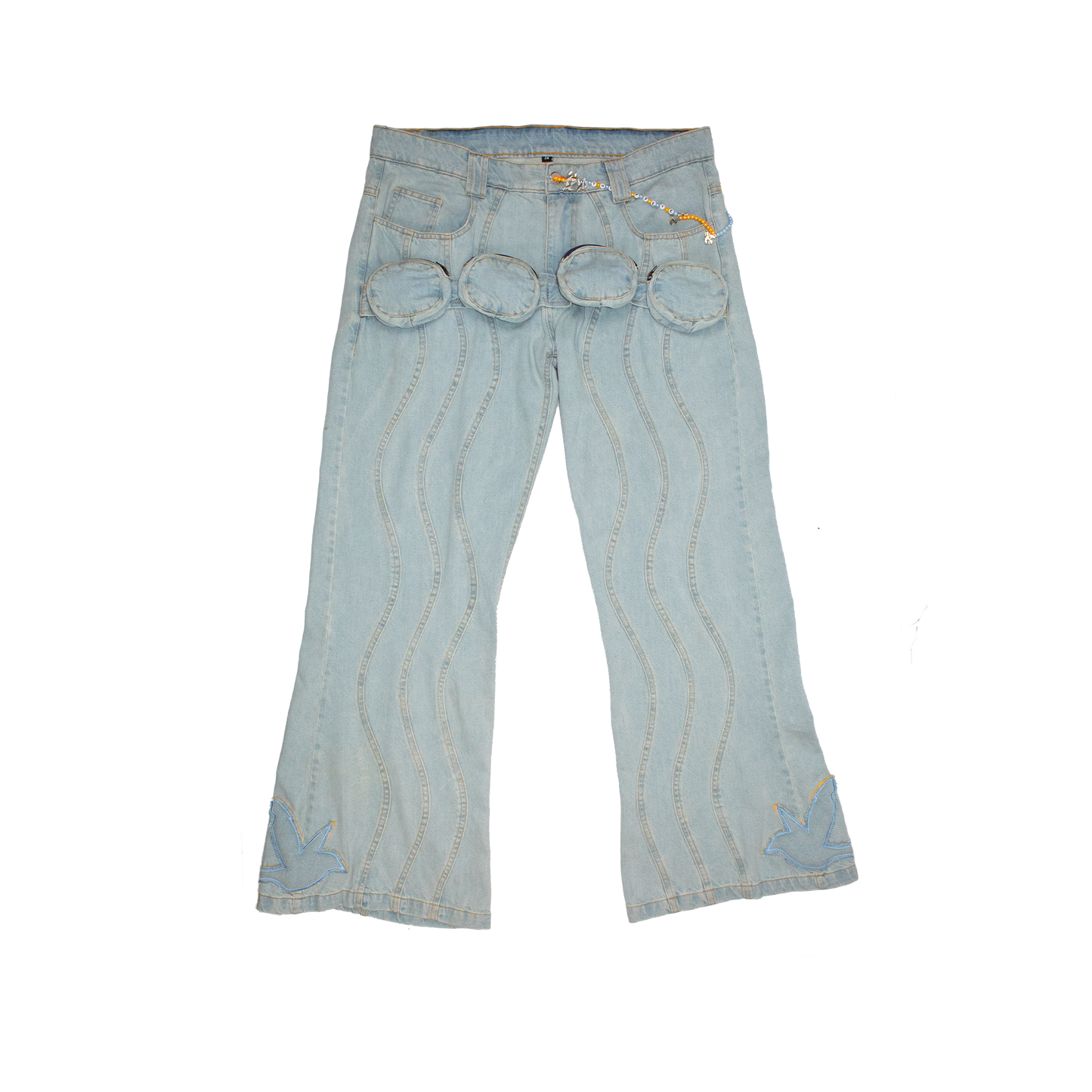 BAGGY UTILITY POCKET JEANS IN LIGHT BLUE