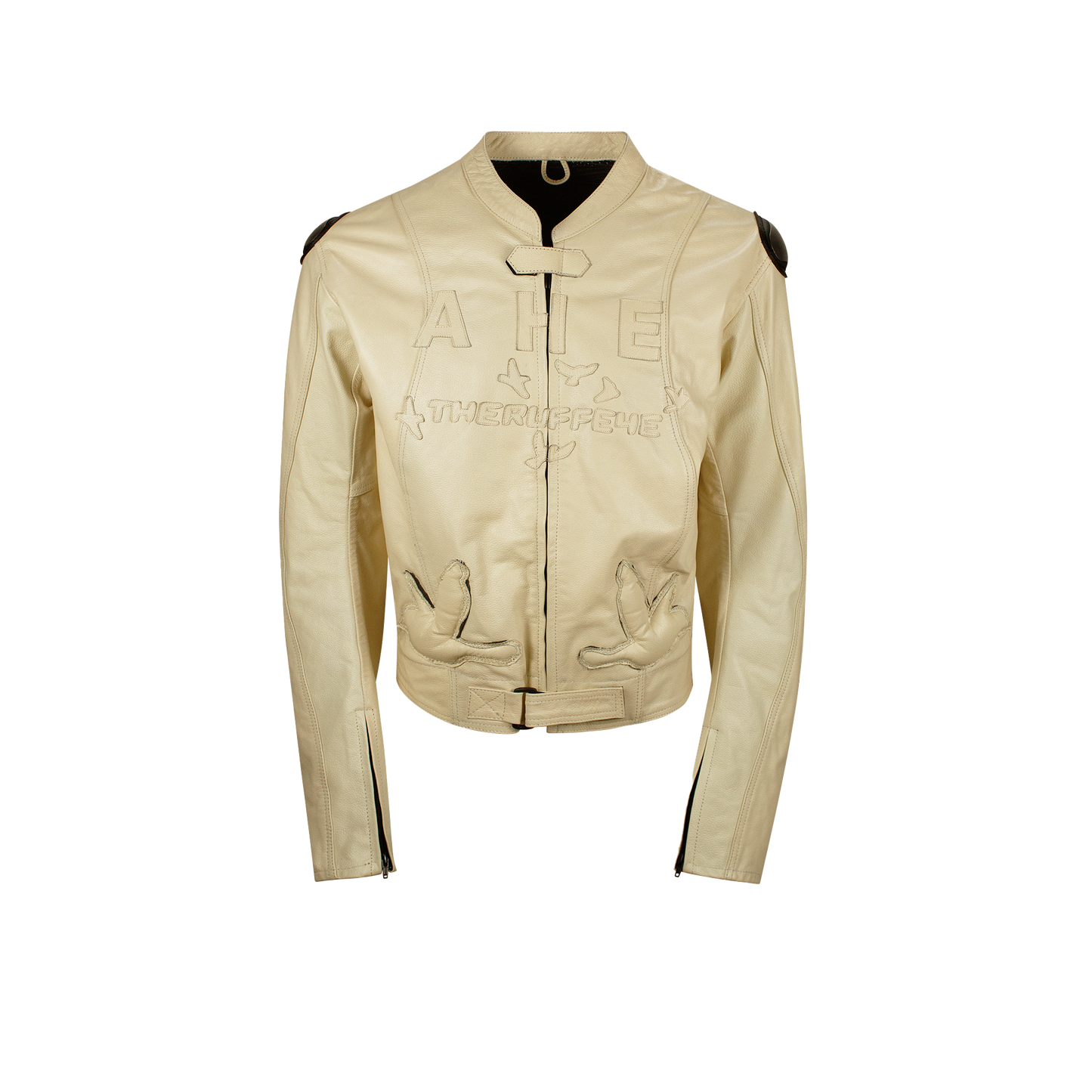 LADERA  HEIGHTS LEATHER BIKER JACKET IN IVORY
